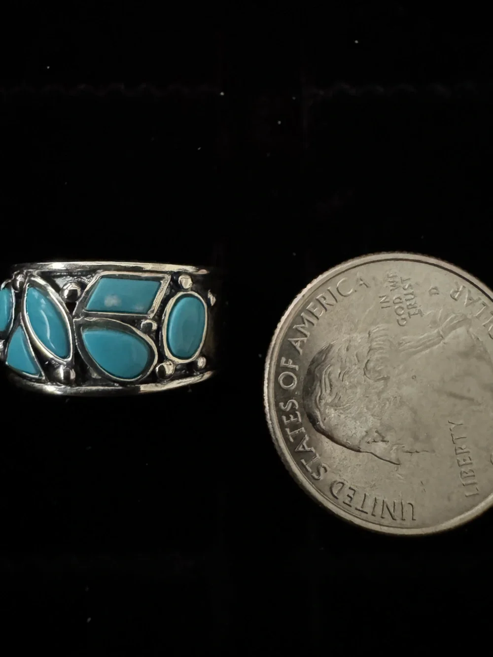 Sterling Silver Turquoise Inlay Women's Band - Turquoise